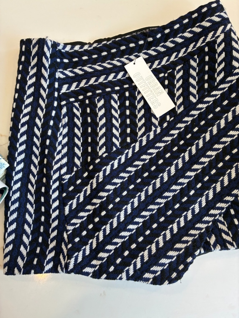 Urban Outfitters Navy & White High-Waist Patterned Women's Skort NWT